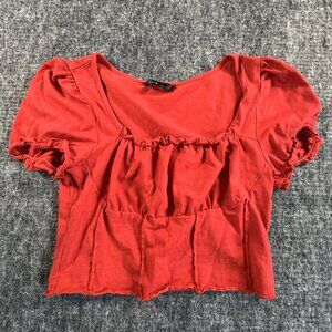 Shein Red Crop top Cap sleeve